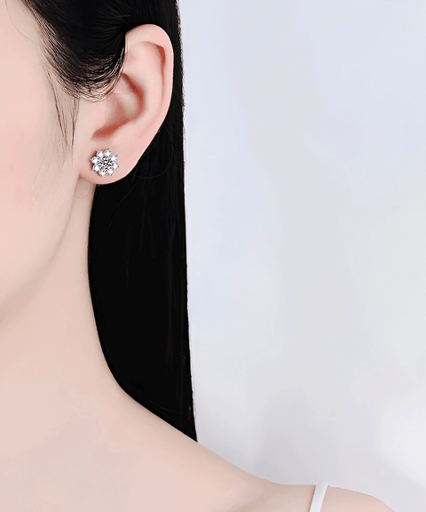 Boucles d'oreilles Moissanite « Flocon »
