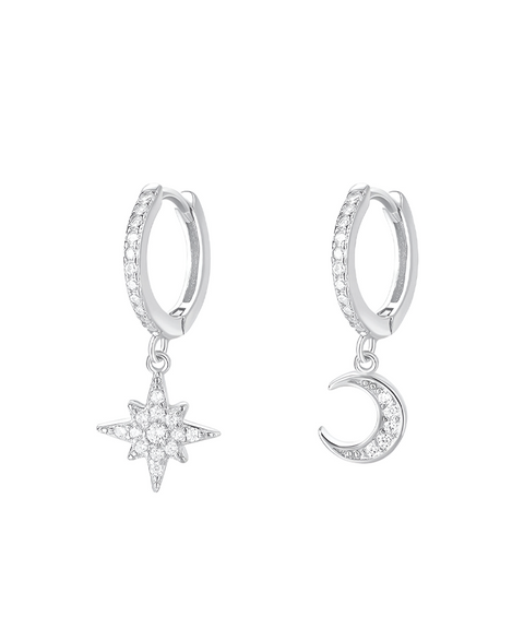 Boucles d'oreilles Moissanite « Lune & Étoiles »